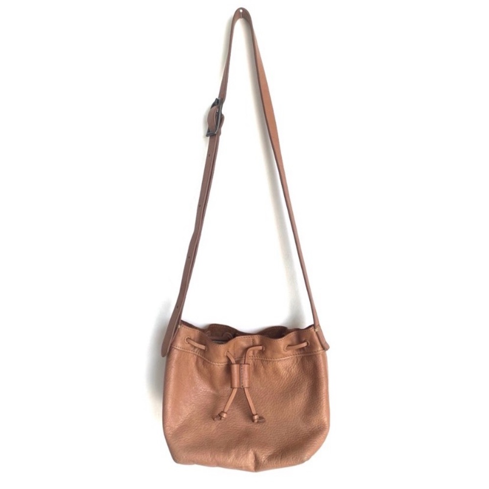 J. Jill Tan Leather Crossbody Bucket Bag